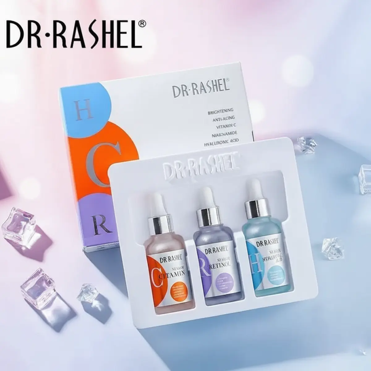 DR. RASHEL VITAMIN C, HYALURONIC ACID & RETINOL FACIAL SERUM SET 3 PACK