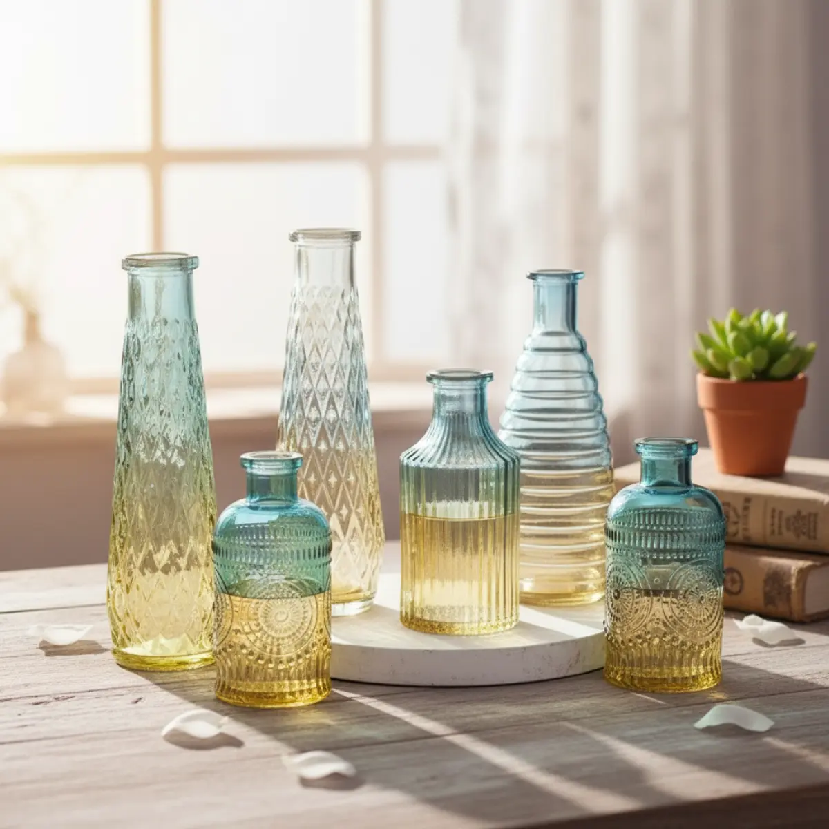 Retro Embossed Mini Vase 5 Piece Set