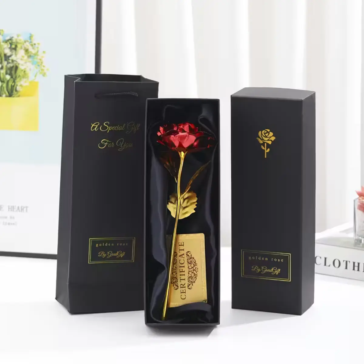 Elegant Faux Rose with Gift Box for Loved Ones