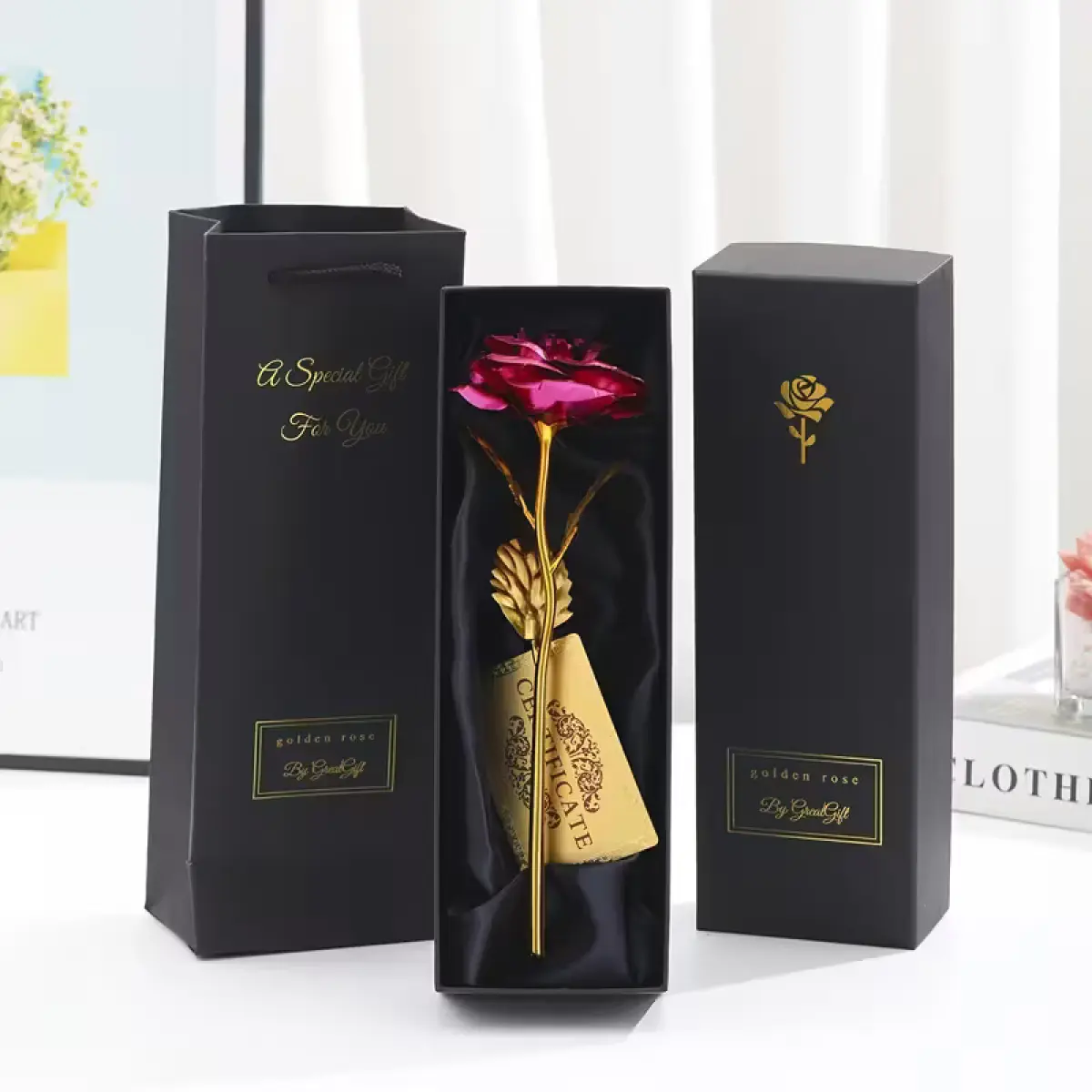 Elegant Faux Rose with Gift Box for Loved Ones