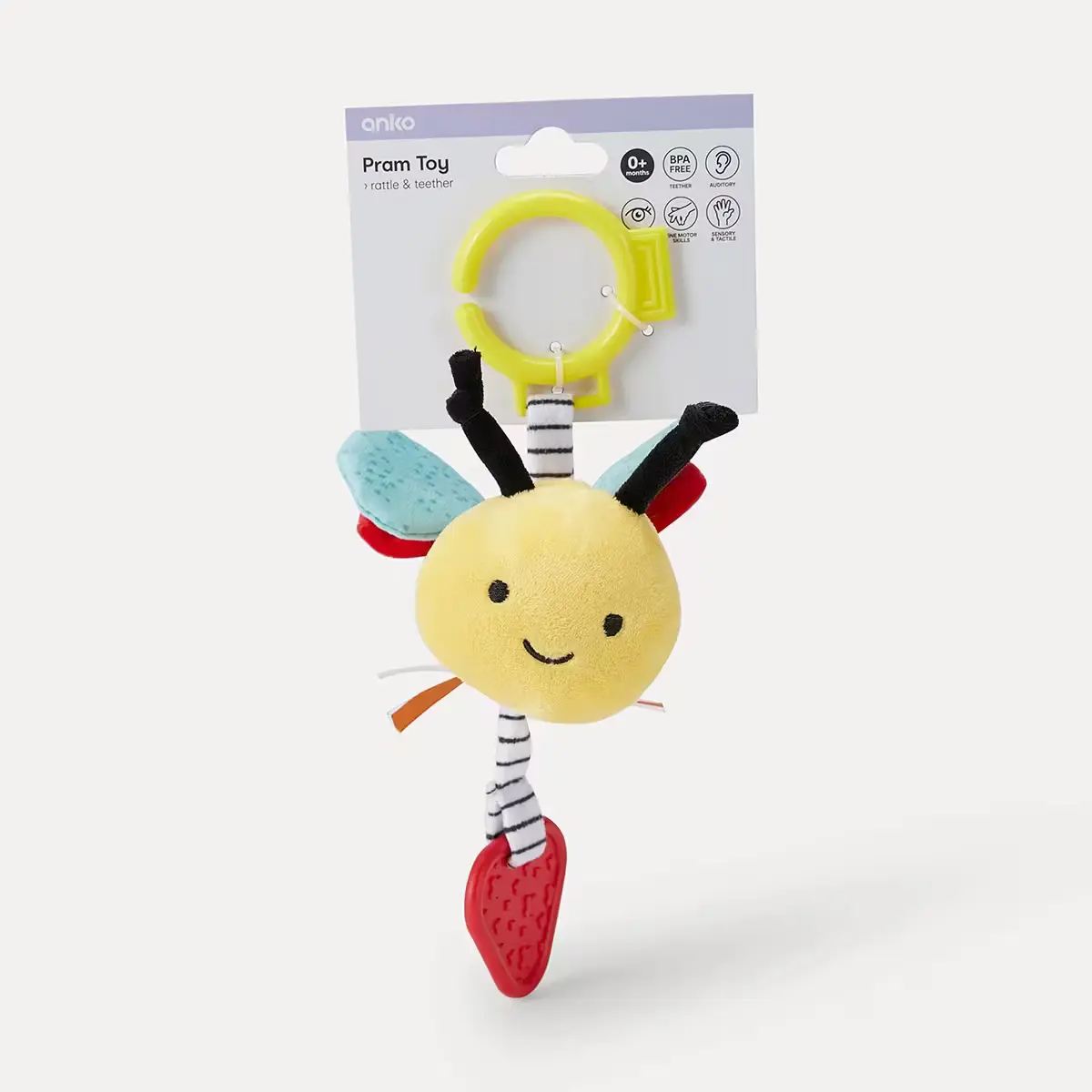 Pram Toy – Bee | Rattle & Teether for Babies (0+ Months)