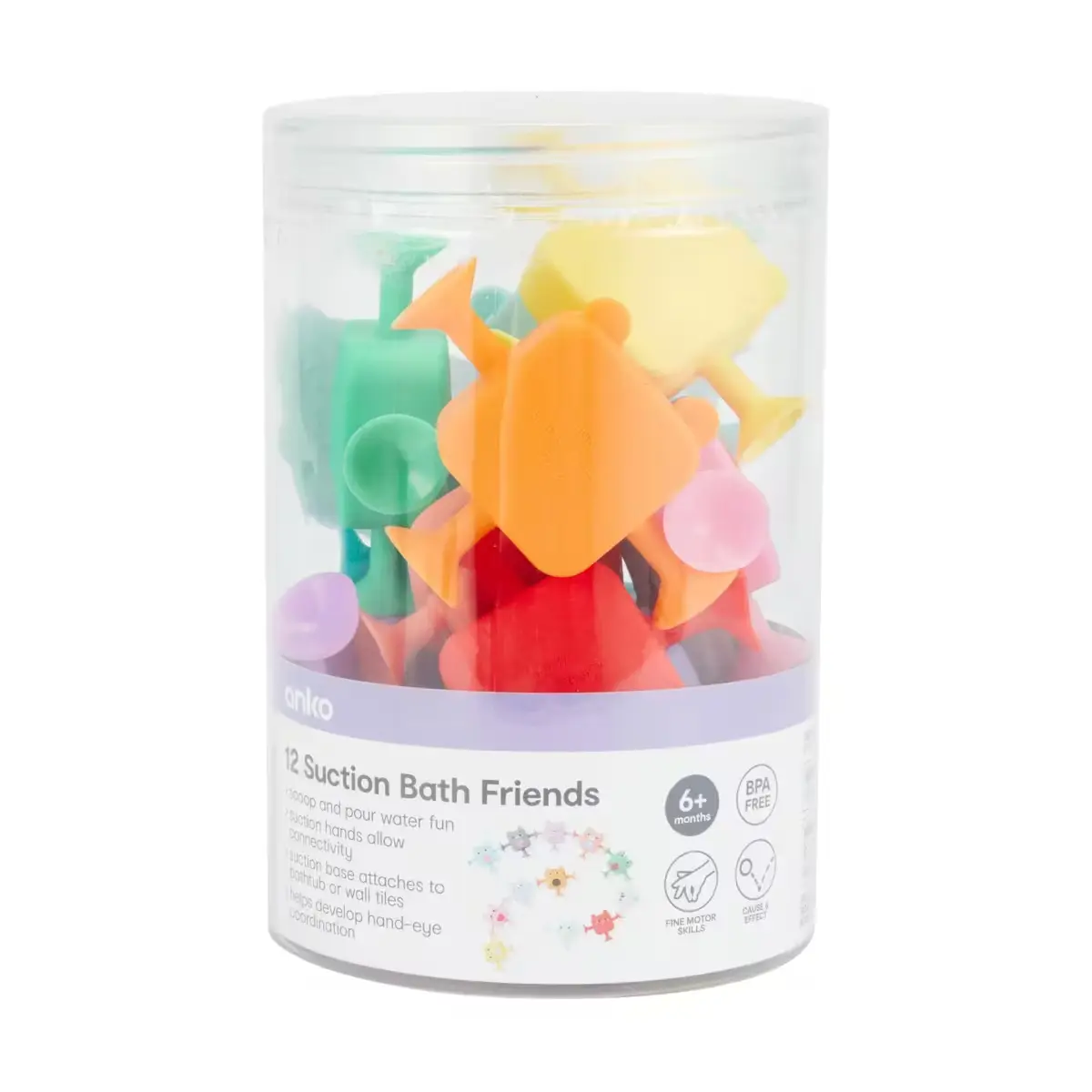 12 Pack Suction Bath Friends – Fun & Interactive Bath Toys for Babies (6+ Months)