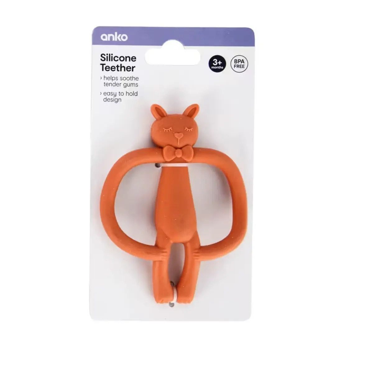 Silicone Teether – Orange | Soothing & Safe Teething Toy for Babies (3+ Months)