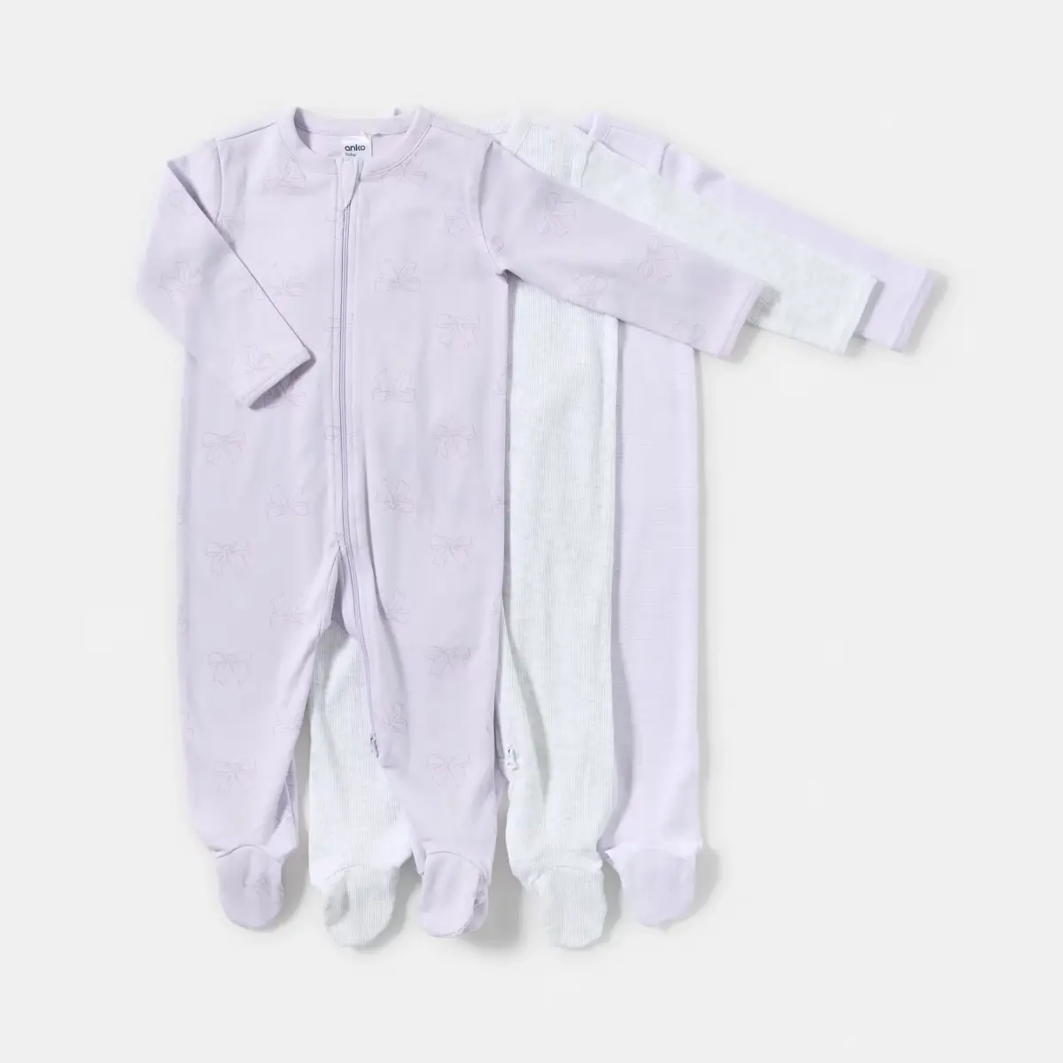 3 Pack Baby Coveralls - 100% Cotton -0-3 Months