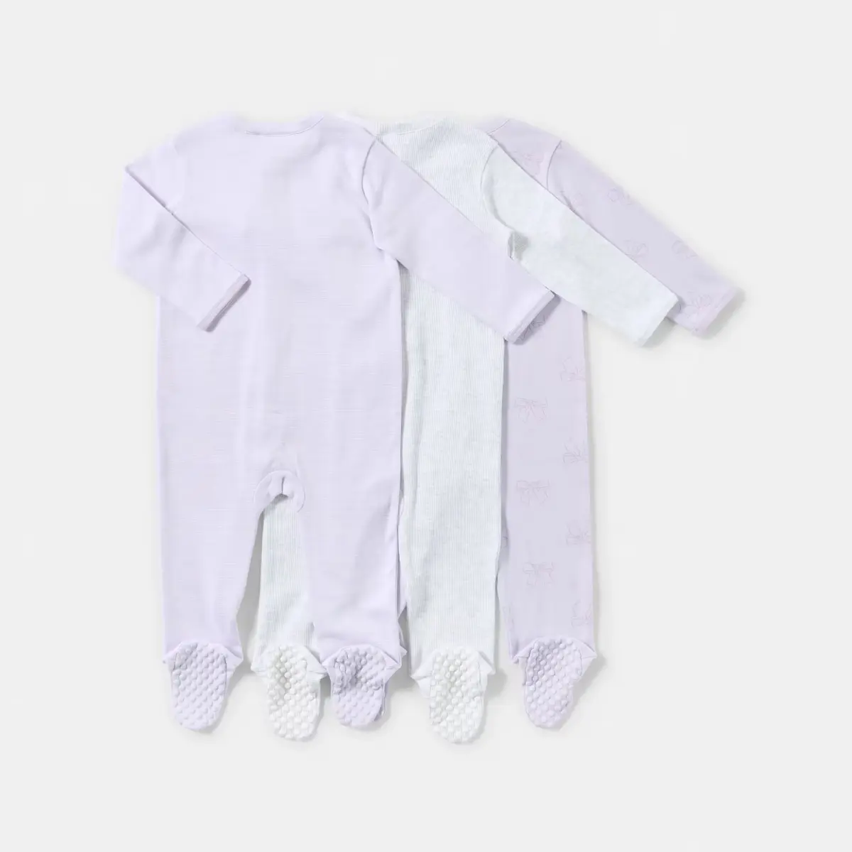 3 Pack Baby Coveralls - 100% Cotton -0-3 Months