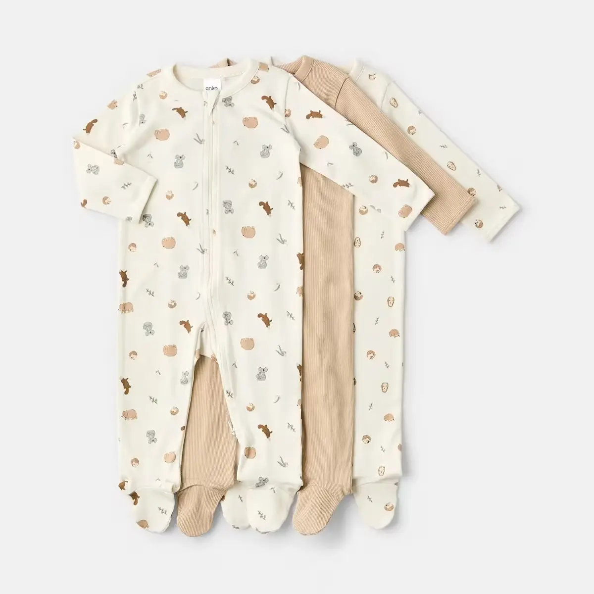 3 Pack Baby Coveralls - 100% Cotton - NewBorn