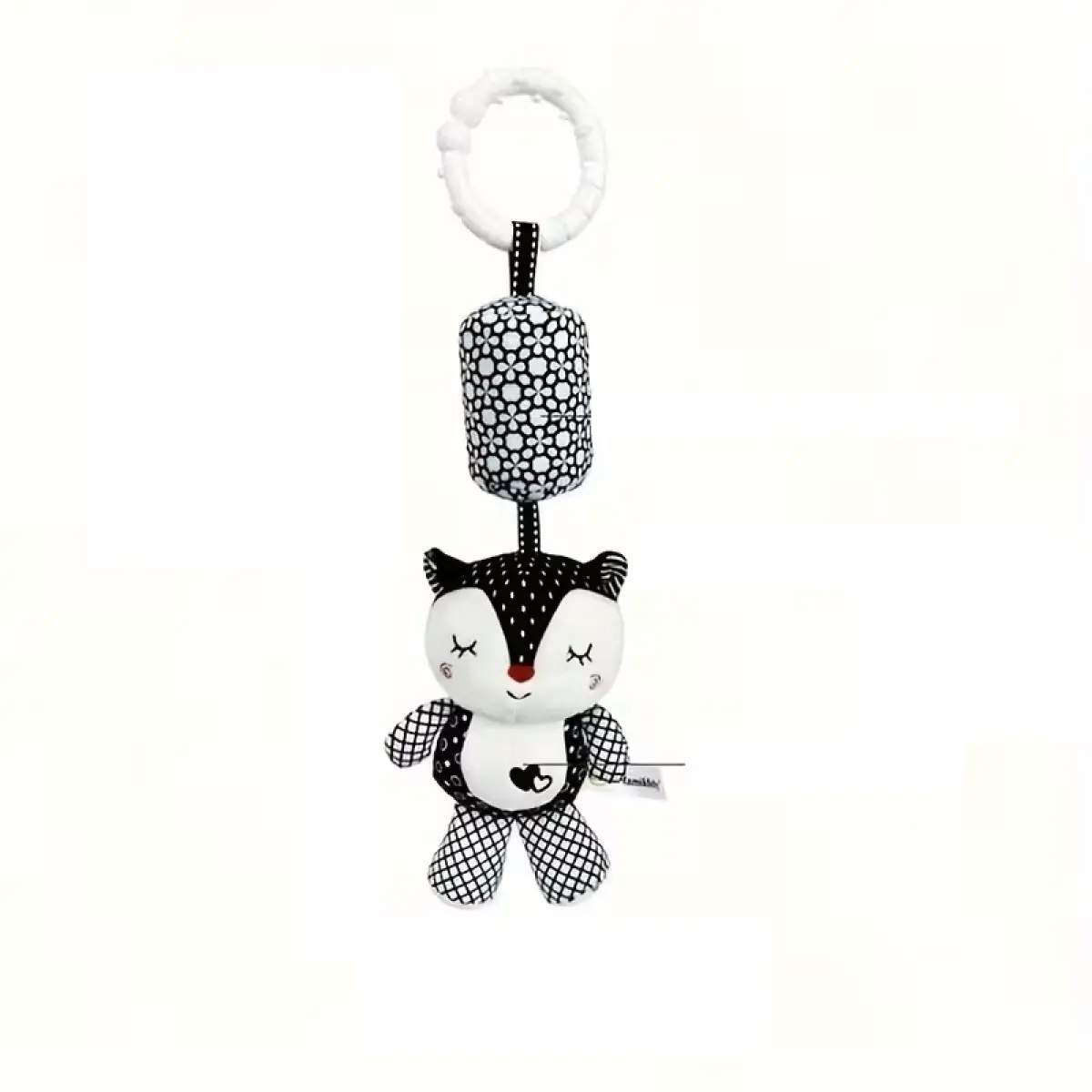 Baby Wind Chime Pram – Black & White Plush Animal Stroller Pendant