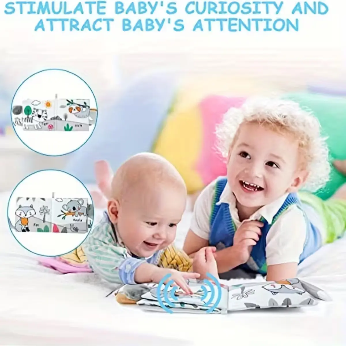 Jungle Animals Plush Baby Soother Cloth Book with 3D Tails
