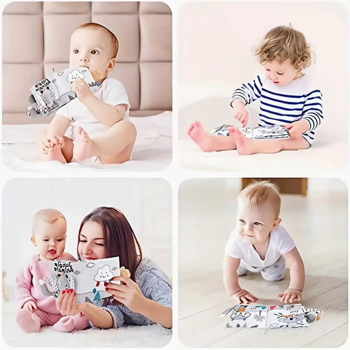 Jungle Animals Plush Baby Soother Cloth Book with 3D Tails