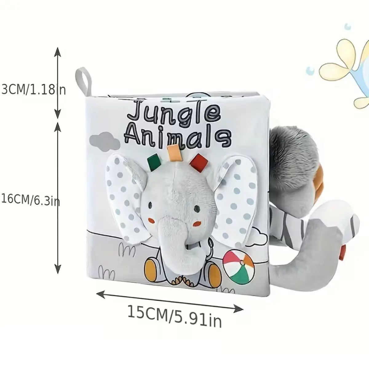 Jungle Animals Plush Baby Soother Cloth Book with 3D Tails