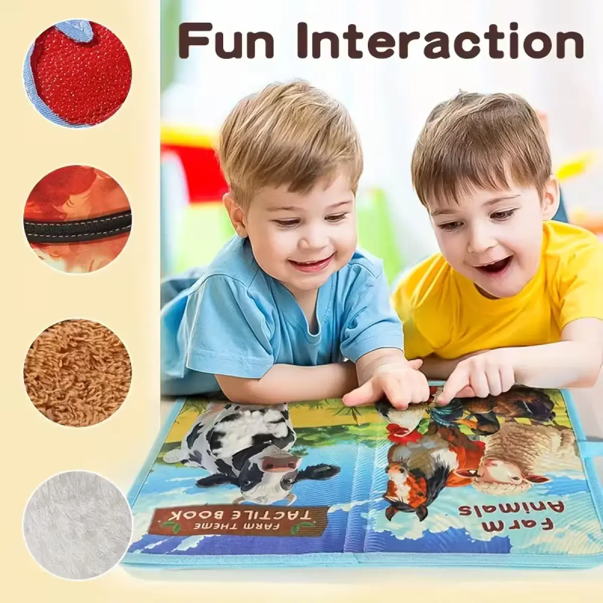 Interactive Baby Sensory Book with Tactile Puzzles & Farm Animal Sounds