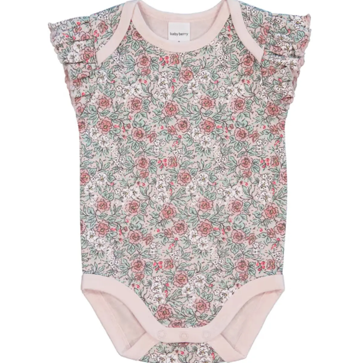 Baby Frill Sleeve Cotton Bodysuit – Light Pink