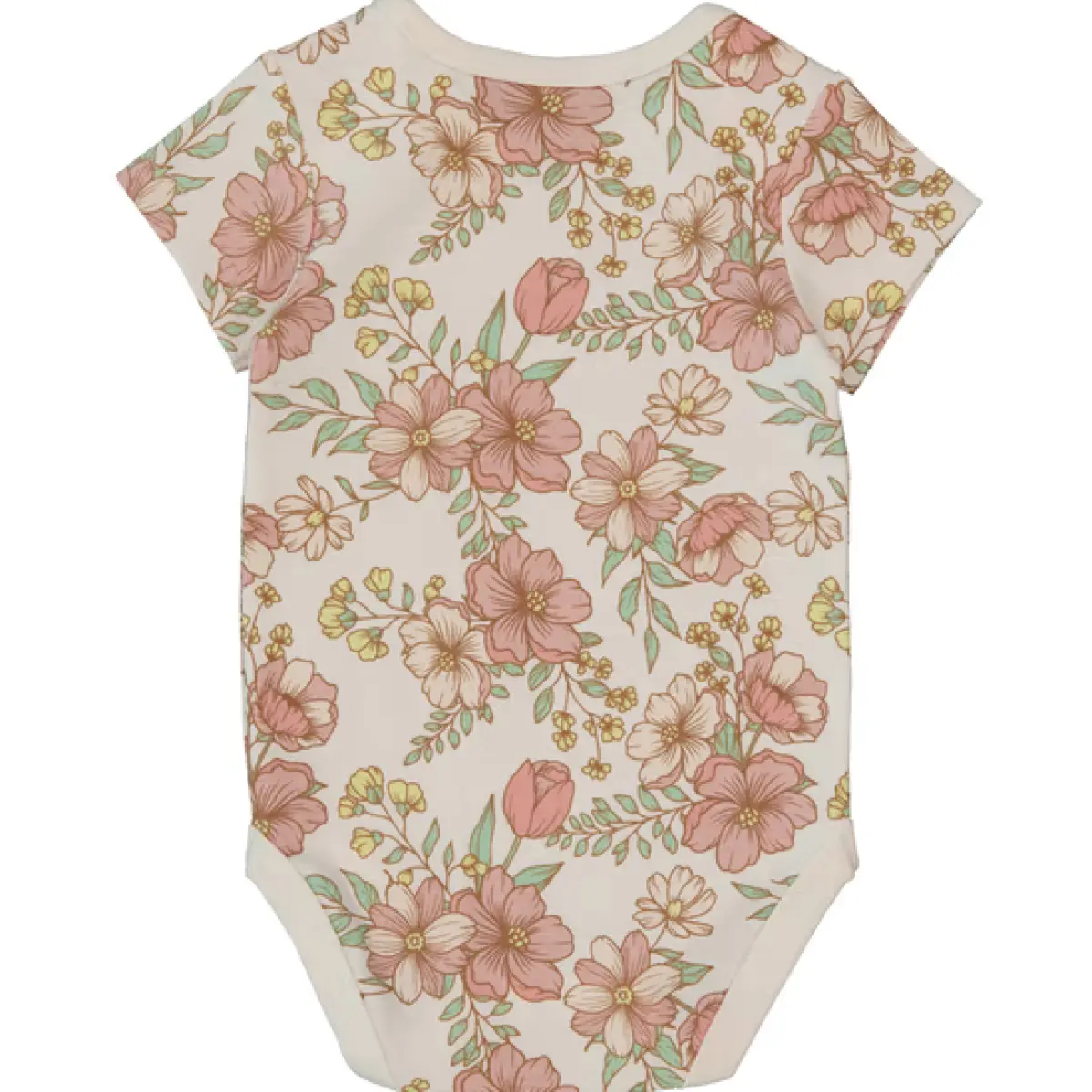 Baby Short Sleeve Cotton Interlock Bodysuit – Cream