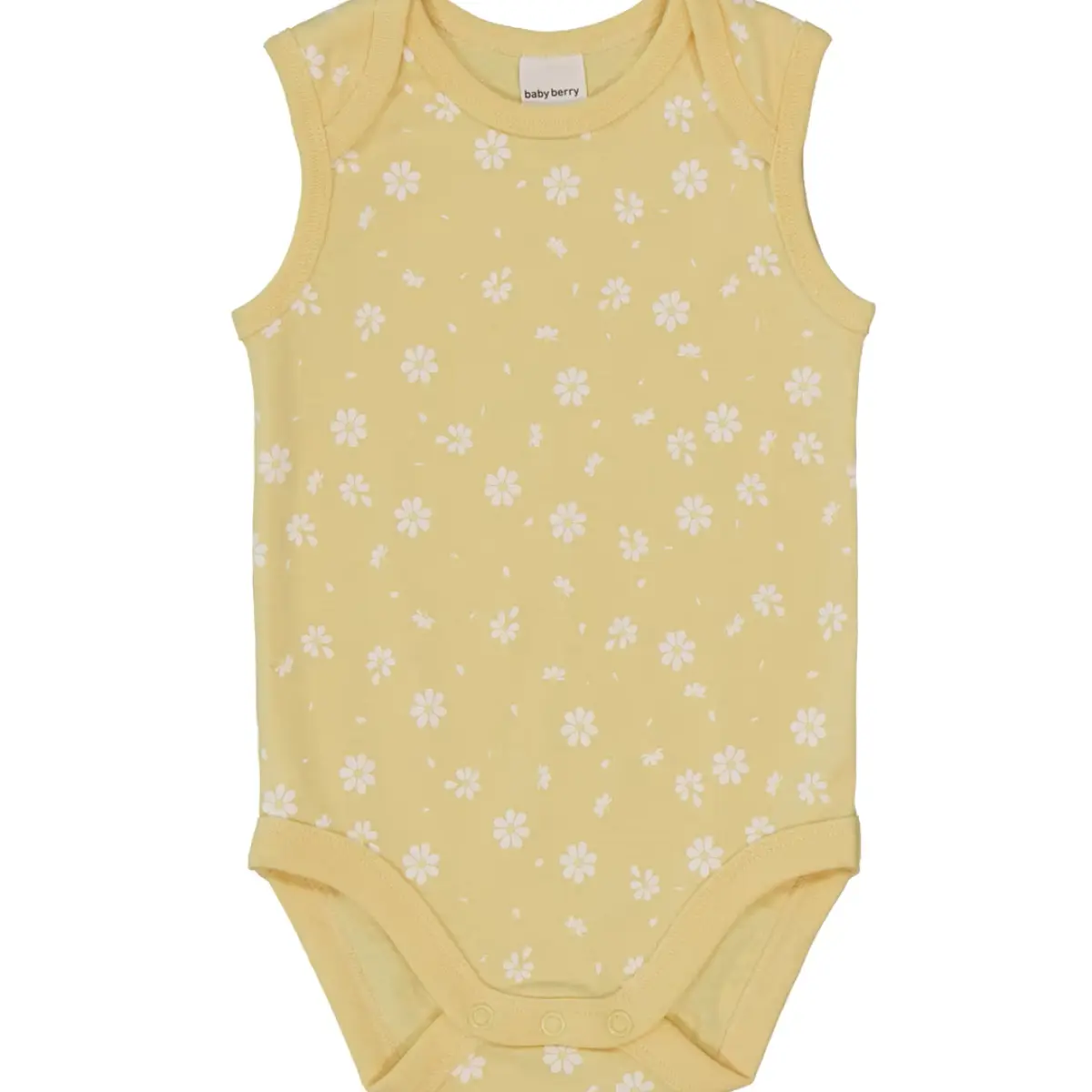 Baby Cotton Sleeveless Bodysuit – Light Yellow