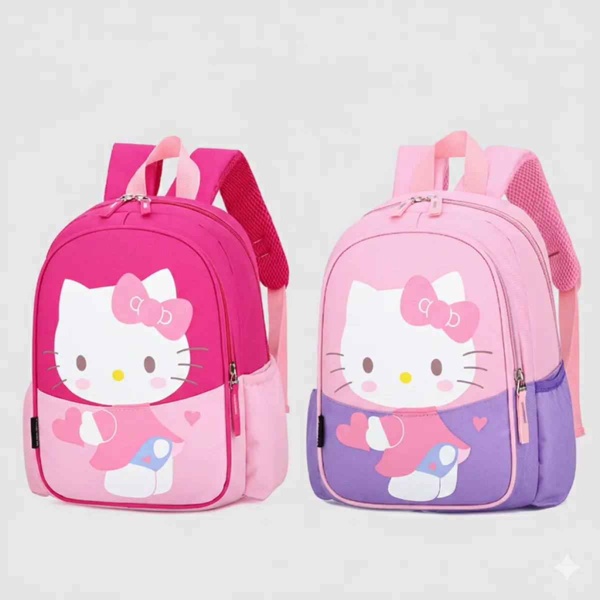 Cute Children’s Kindergarten School Bag – Flower Cat Rose Pink