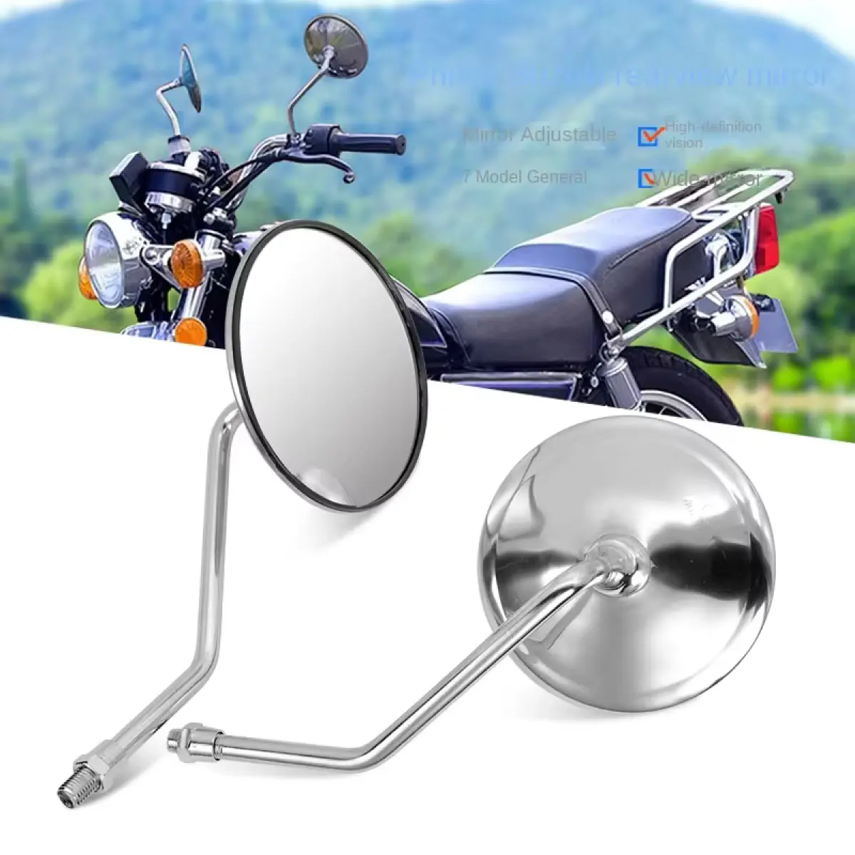 GN125 Motorcycle Rearview Mirror Set – 10MM (With Wrench)