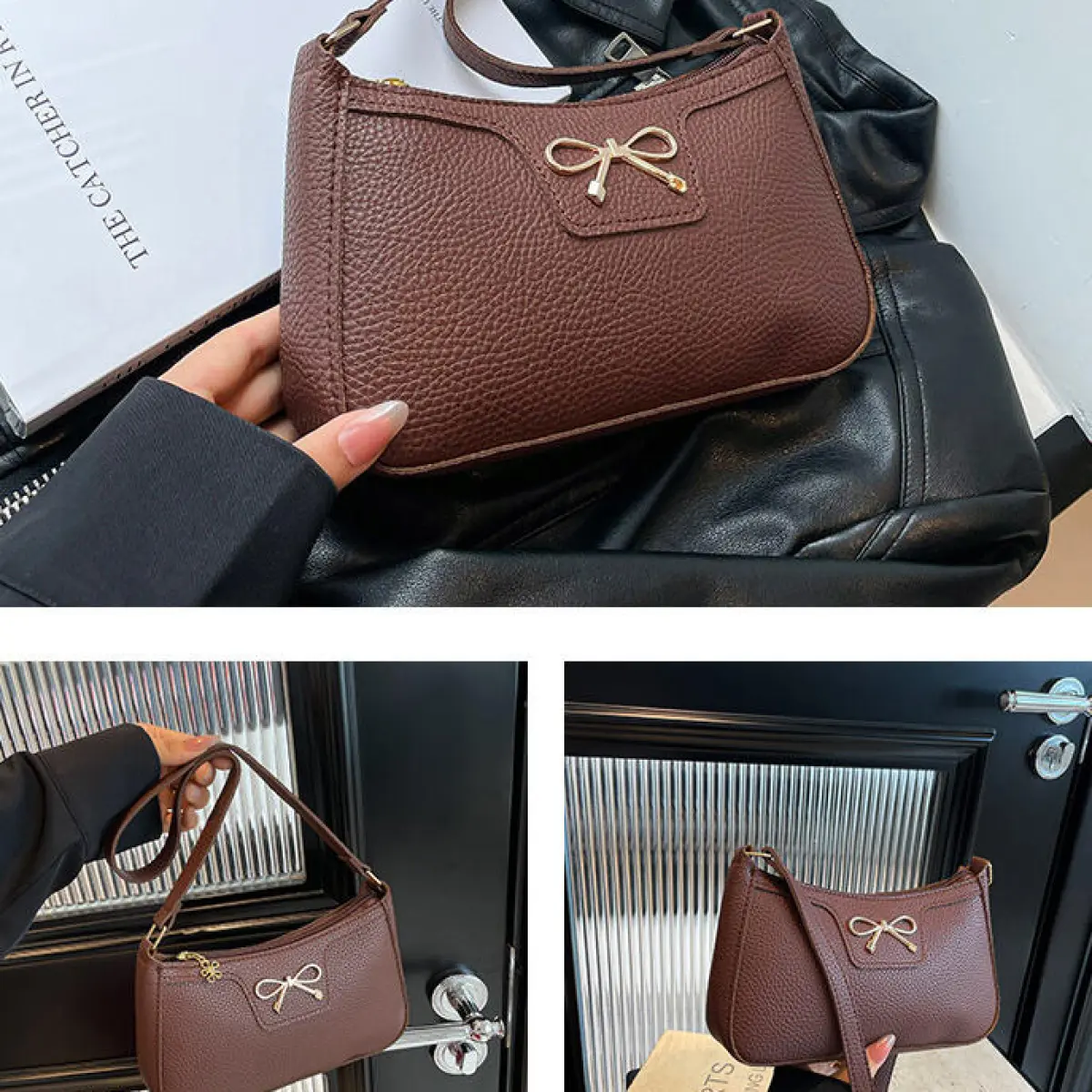 Fashion Bow Korean Style Baguette Underarm Shoulder Bag for Women