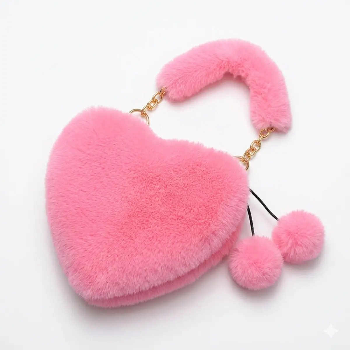 Imitation Rabbit Plush Heart-Shaped Shoulder & Crossbody Bag