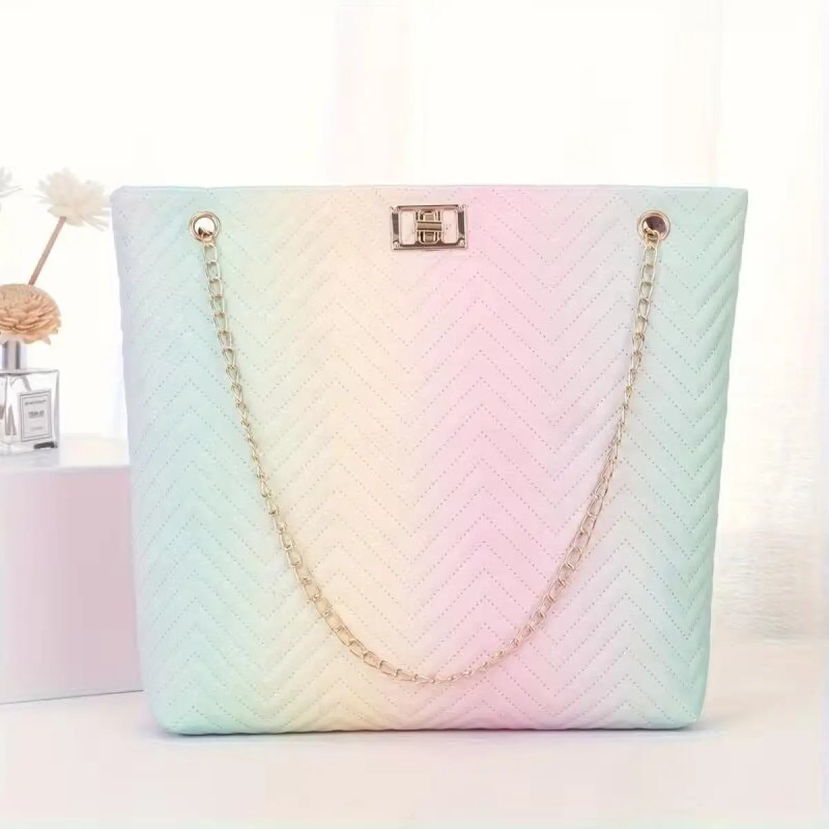 Women’s Gradient Multicolor Striped Shoulder Handbag