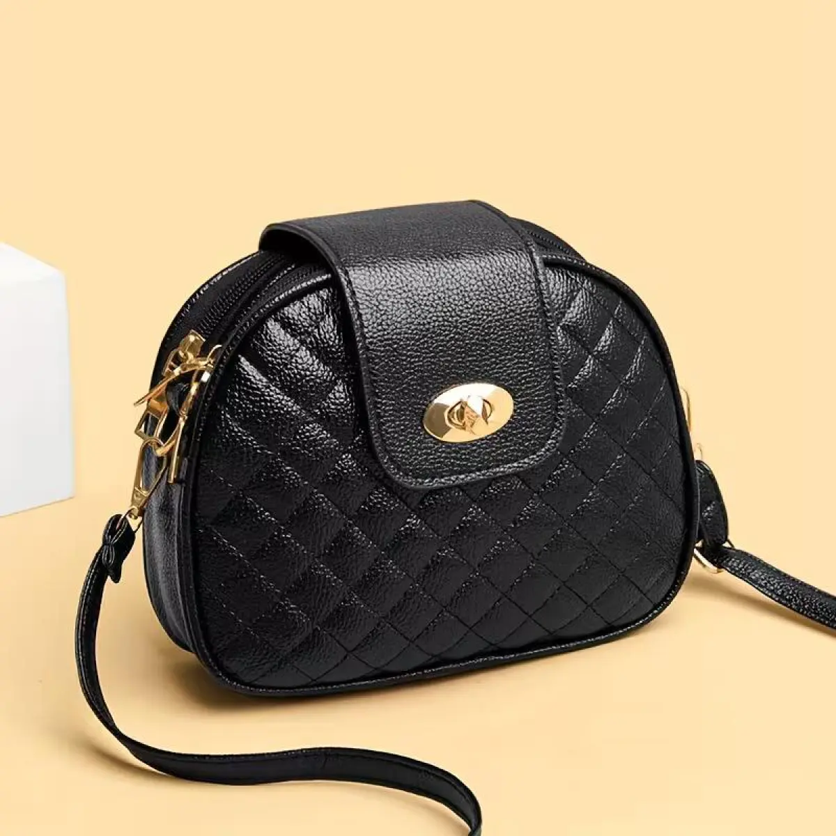 Fashion Diamond Grid Multi-Layer Mini Shoulder Bag for Women