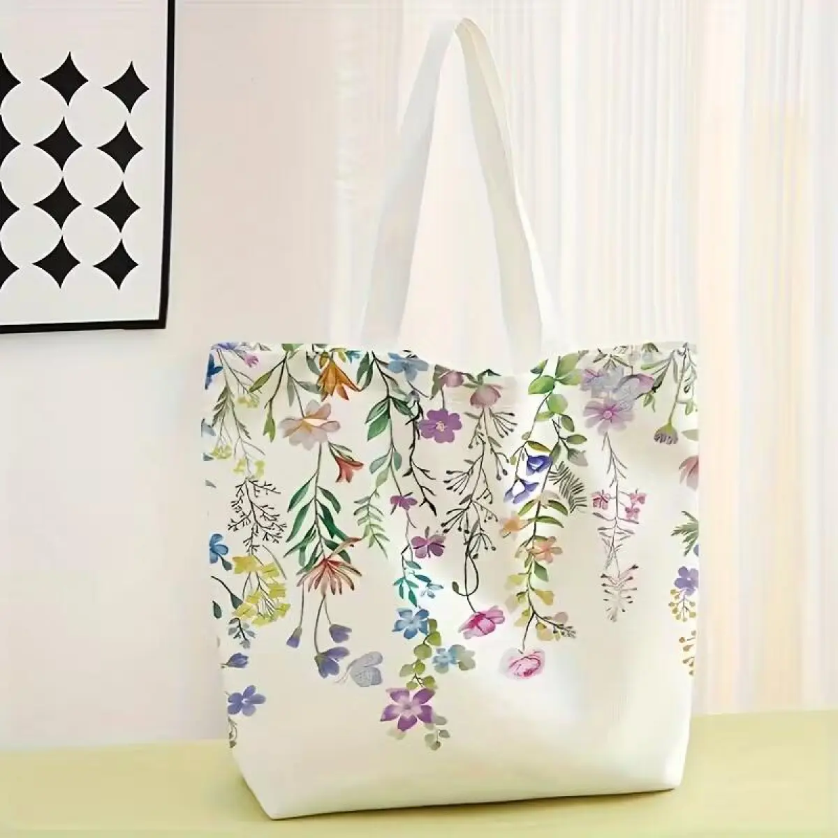 Floral Pattern Casual Tote & Reusable Shopping Bag