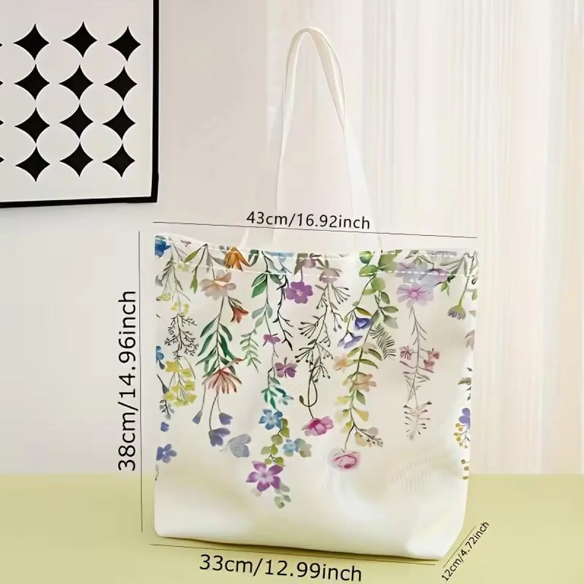 Floral Pattern Casual Tote & Reusable Shopping Bag