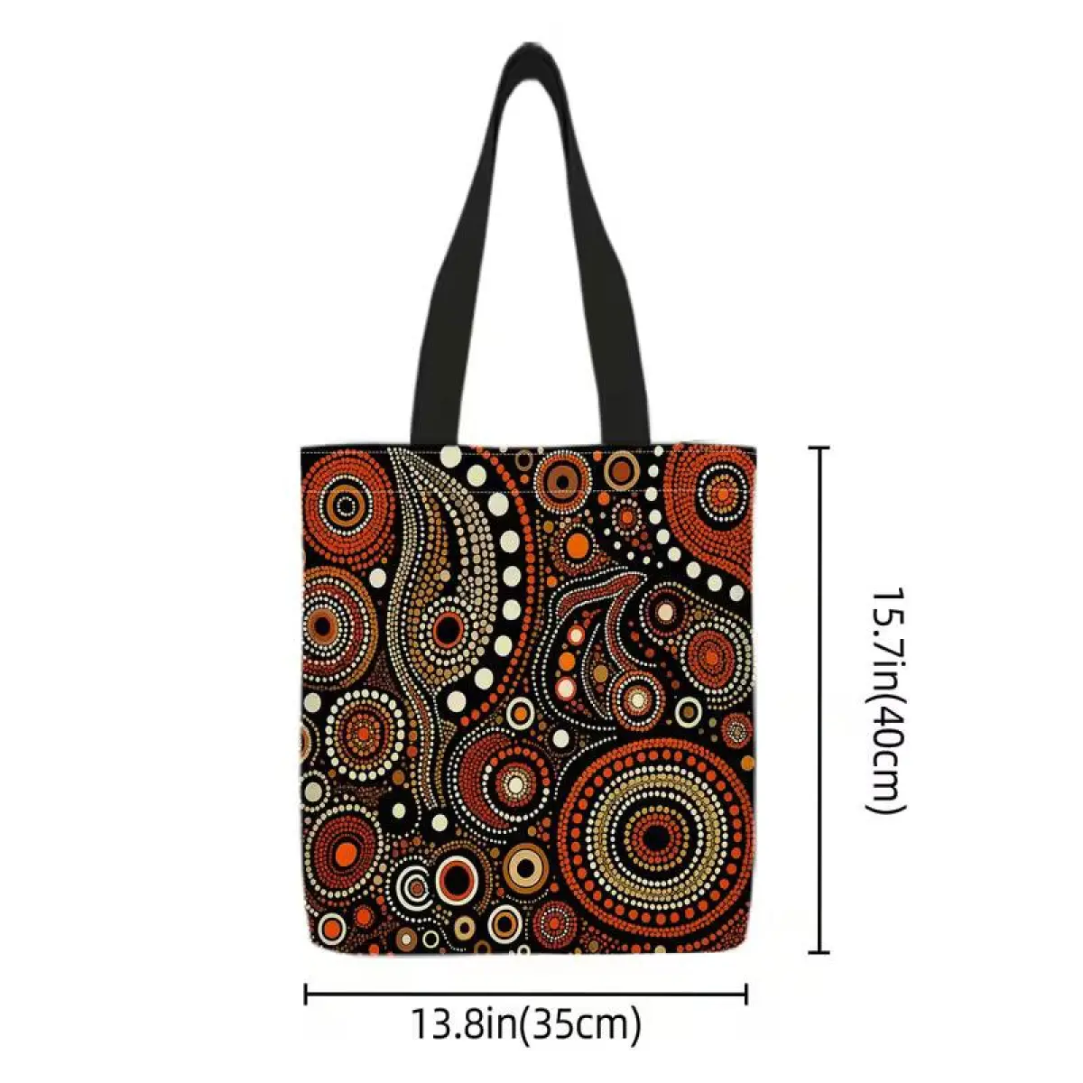 Double-Sided Geometric Dot Art Reusable Shopping Tote Bag