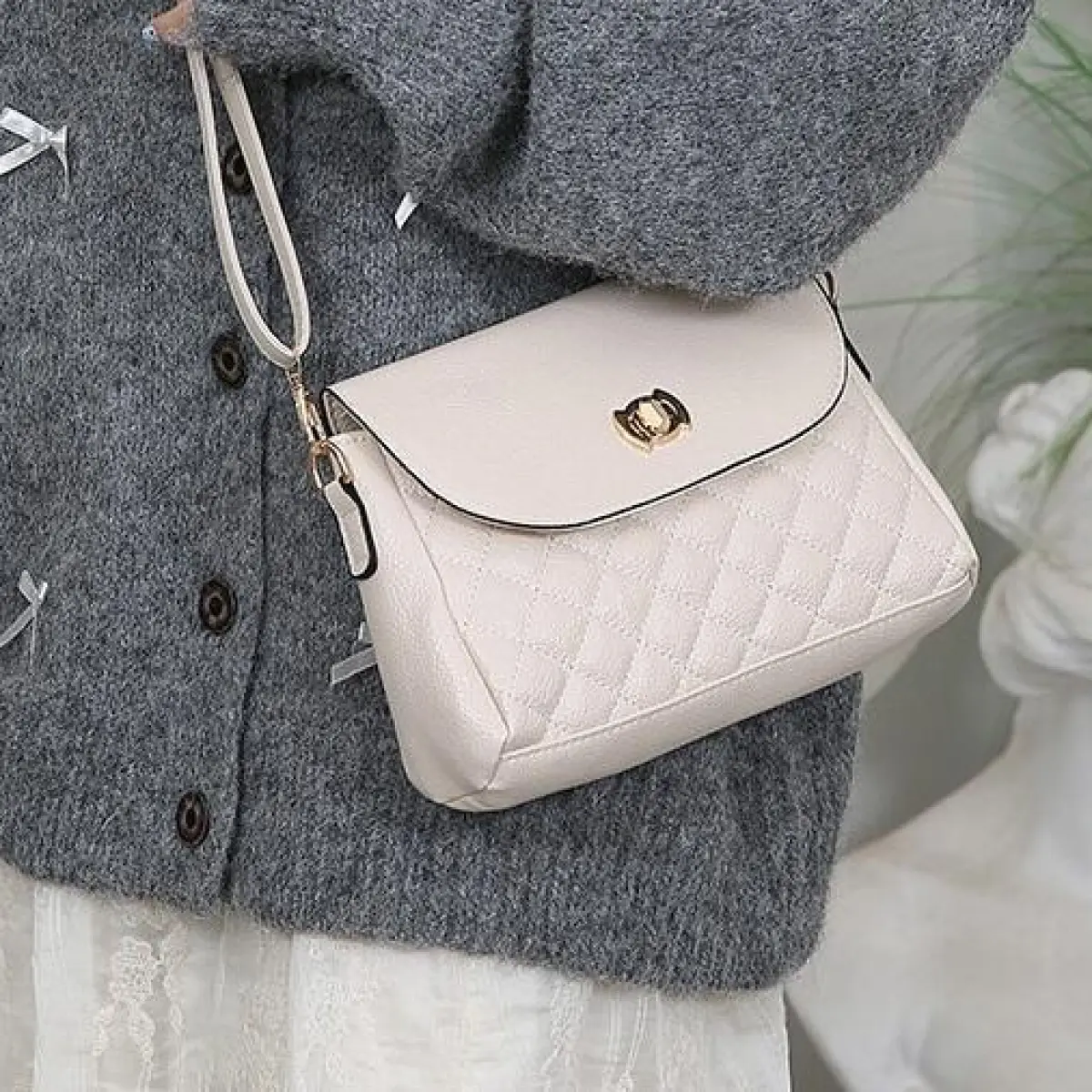 Korean-Style Rhombic Mini Shoulder & Crossbody Phone Bag