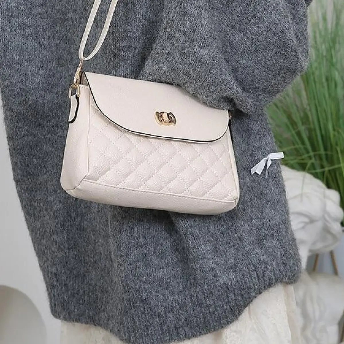 Korean-Style Rhombic Mini Shoulder & Crossbody Phone Bag