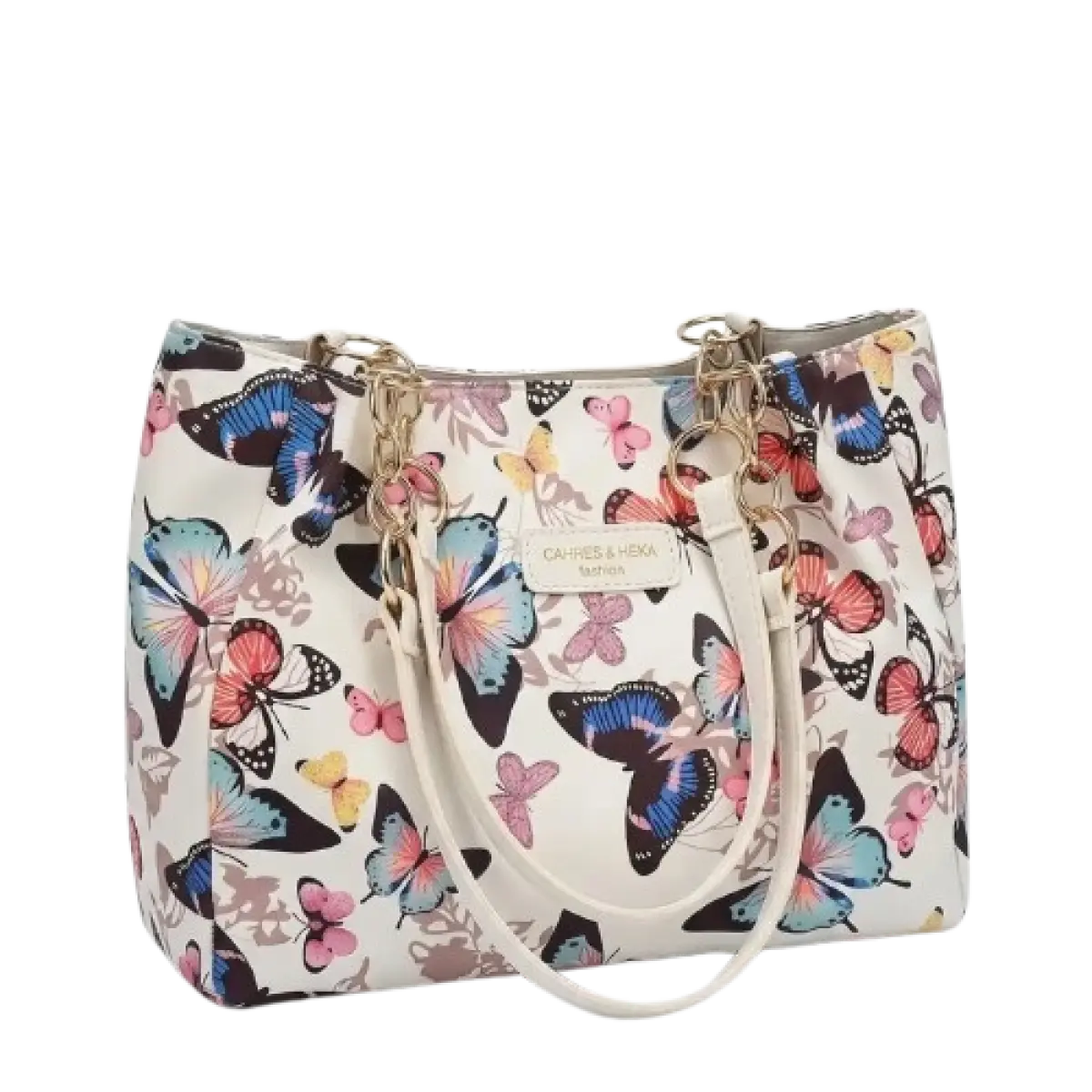 Artistic Butterfly Print Canvas Tote Bag with Removable Strap