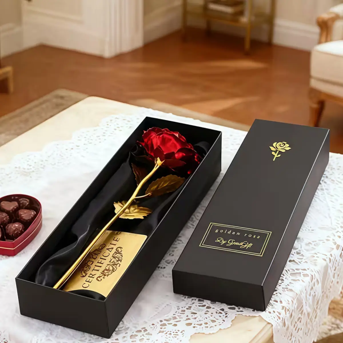 Elegant Faux Rose with Gift Box for Loved Ones