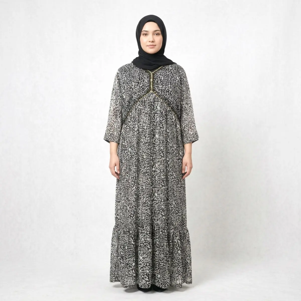 Amina Embellished Print Maxi Dress