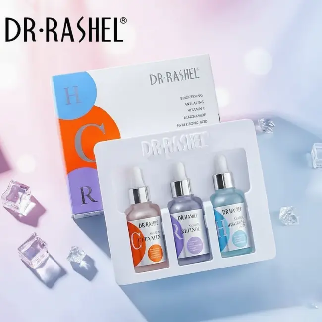 DR. RASHEL VITAMIN C, HYALURONIC ACID & RETINOL FACIAL SERUM SET 3 PACK
