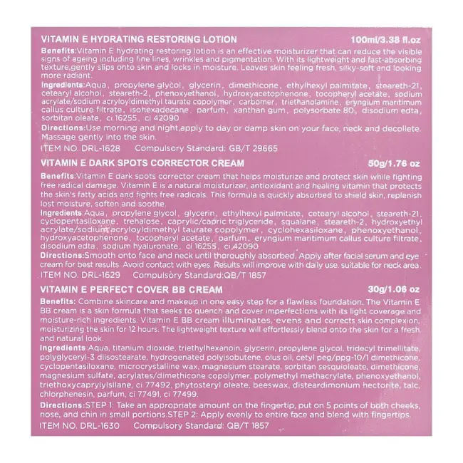 DR. RASHEL VITAMIN E HYDRATING AND RESTORING SKIN CARE KIT 10 PCS