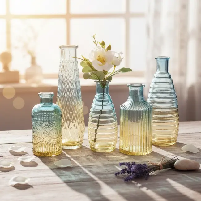 Retro Embossed Mini Vase 5 Piece Set