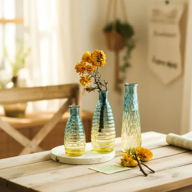 Retro Embossed Mini Vase 5 Piece Set