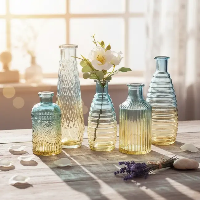 Retro Embossed Mini Vase 5 Piece Set