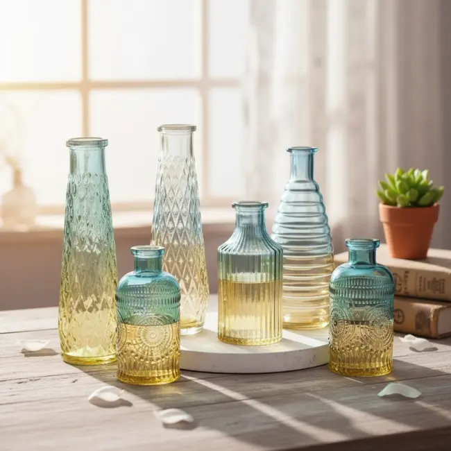 Retro Embossed Mini Vase 5 Piece Set