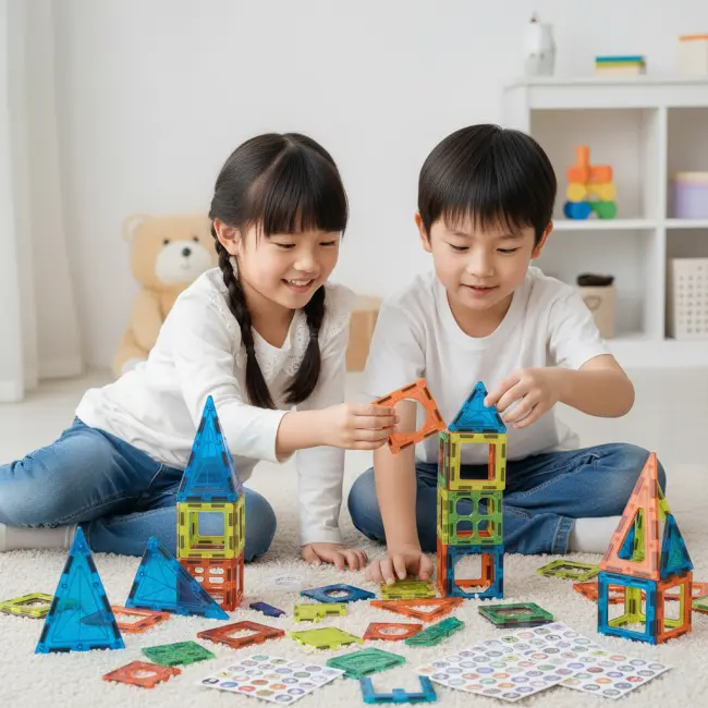 Kids Magnetic Building Blocks (58 PCs), Colored Window Set