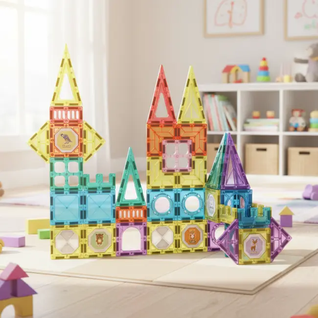 Kids Magnetic Building Blocks (58 PCs), Colored Window Set
