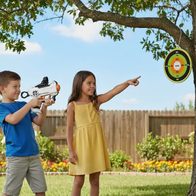 Kids Soft Bullet Gun, 8 Foam Darts & Target Set