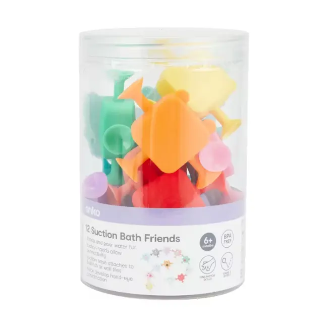 12 Pack Suction Bath Friends – Fun & Interactive Bath Toys for Babies (6+ Months)