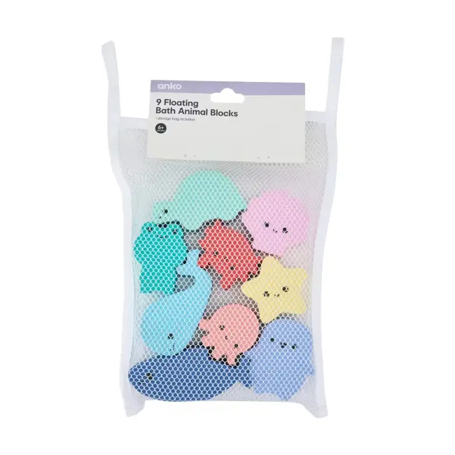 9 Piece Floating Bath Animal Blocks