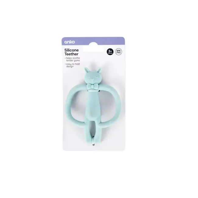 Silicone Teether – Blue | Soothing & Safe Teething Toy for Babies (3+ Months)