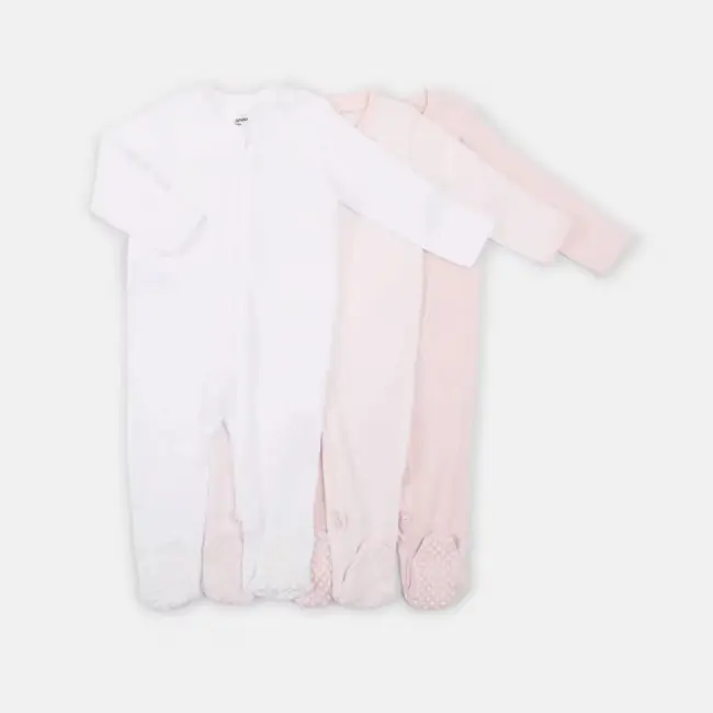 3 Pack Baby Coveralls - 100% Cotton