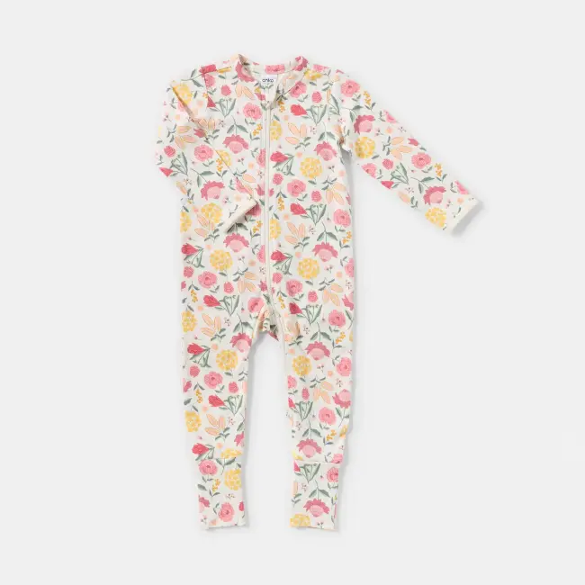 Turn Cuff Coverall flower 0-3/3-6 Months