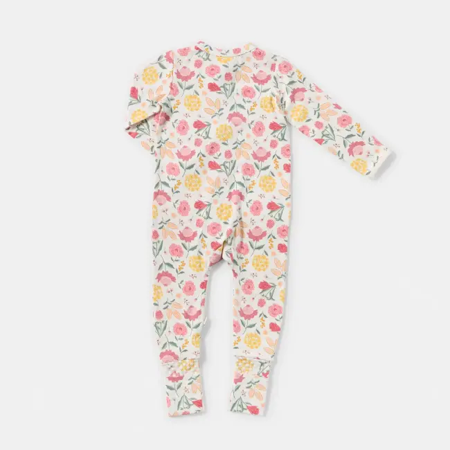 Turn Cuff Coverall flower 0-3/3-6 Months
