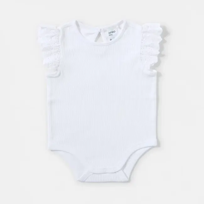 2 Pack Sleeveless Broderie Bodysuits