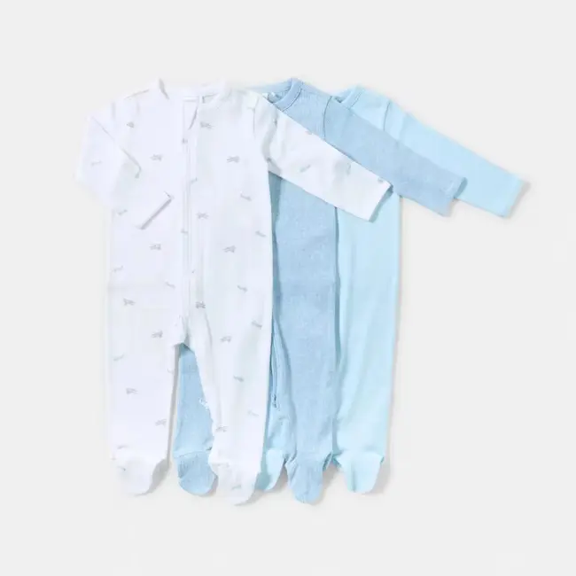 3 Pack Baby Coveralls - 100% Cotton - New Born