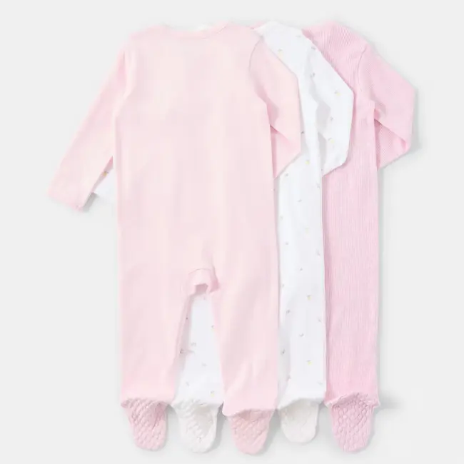 3 Pack Baby Coveralls - 100% Cotton -3-6 Months